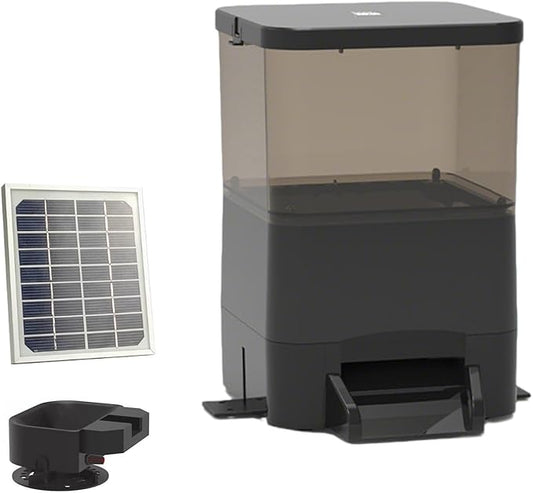 Pond Fish Feeder, Solar Powered Automatic Fish Feeder, Large Capacity 4L/10L/20L,Support Wi-fi and Solar Panel Charging, for Outdoor Fish Ponds Black-10L