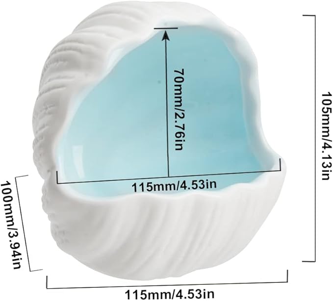 Aquarium Shell Shape Ceramic Fish Tank Cave Decoration, Fish House for Betta Fish Passing or Hiding Safely, Betta Fish Tank 5.1inch (Blue, M)