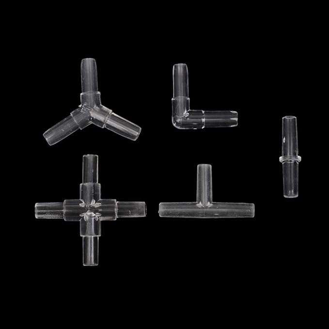 50 Pcs 3 Ways Transparant Aquarium Air Valve Connectors Plastic Inline Splitter Pump Tubing Connectors Fish Tank Pond Air Line Connector for Fish Tank 4MM Airline Tube