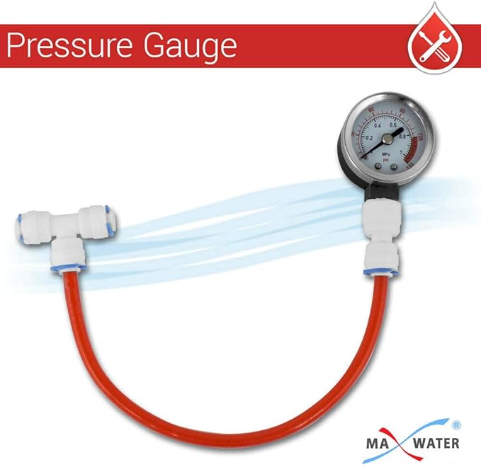 Reverse Osmosis 100 GPD RO Booster Pump + High Pressure Switch, Solenoid Valve, Pressure Gauge, 2 Connect Fittings - 1/4 OD x 3/8 MIP Elbow