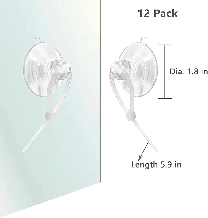 Aquarium Suction Cups, Heavy Duty Aquarium Suction Cups with Adjustable Cable Ties, Dia.1.2"/1.8" Optional (1.8")