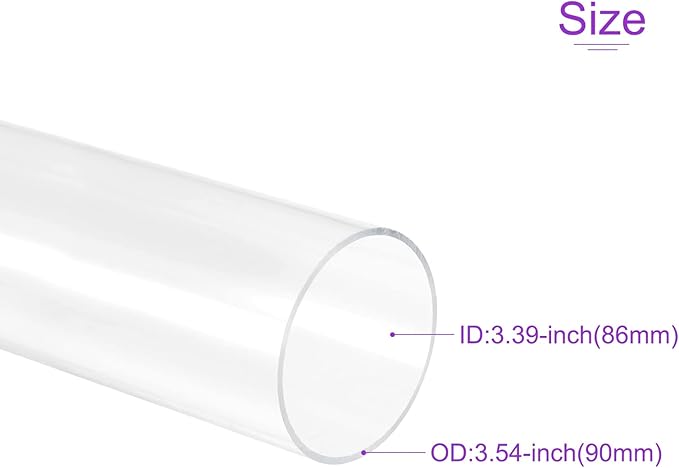 DMiotech 86mm x 90mm 20" Clear Acrylic Pipe Rigid Plastic Tubing for Aquarium Water Pipe, Water Cooling System, Plumbing