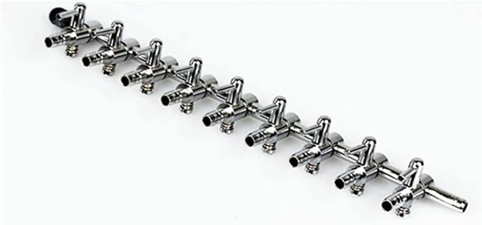 Aquarium Fish Tank 9- Way Air Pump Control Valve Manifold Taps Silver Tone