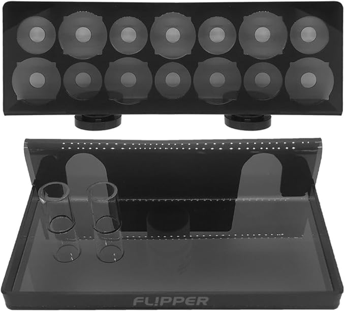 Flipper Magnetic Frag Station Aquarium Rack with Removeable Shelf for Aquatic Coral Reefs - Holds 14 Frags - Black