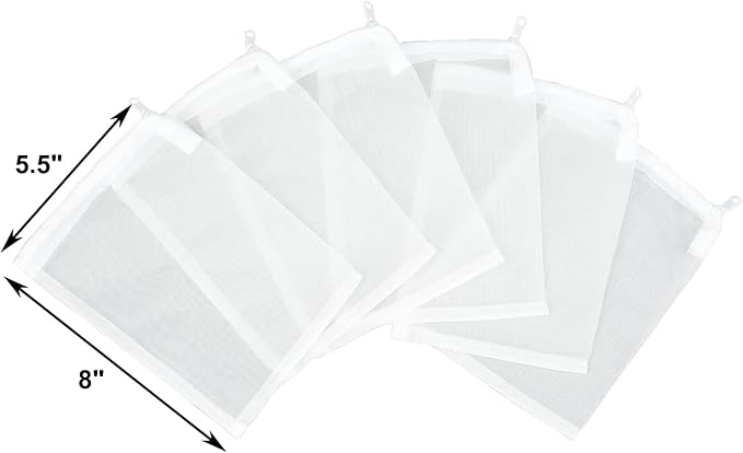 AQUANEAT Aquarium Filter Media Bags 6pcs Fish Tank Extra Fine 100 Micron Mesh Bags with Plastic Zipper for Activated Carbon (5.5” x 8”)