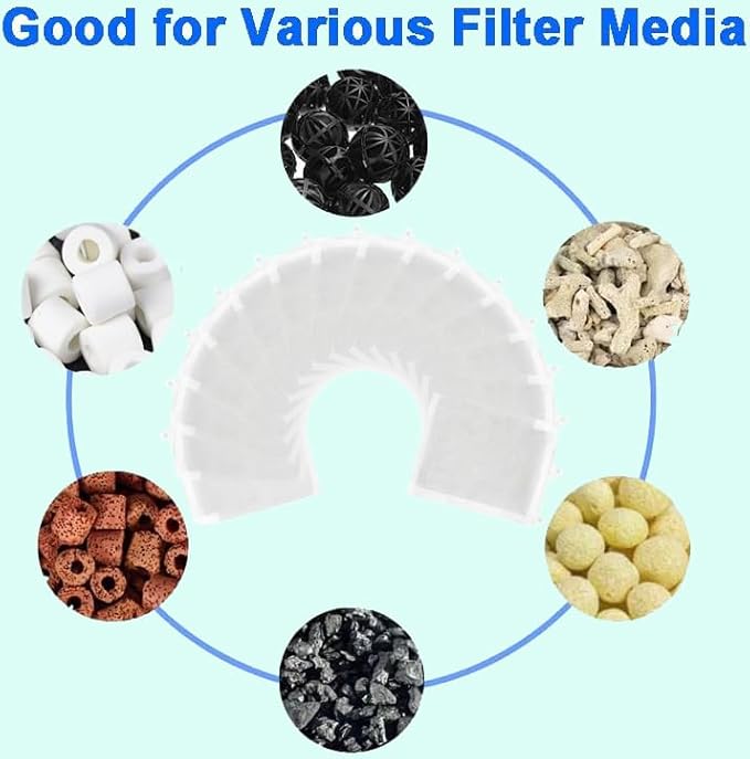 AQUANEAT Aquarium Filter Media Bags 15pcs Fish Tank Extra Fine 100 Micron Mesh Bags with Plastic Zipper for Activated Carbon (5.5" x 8")