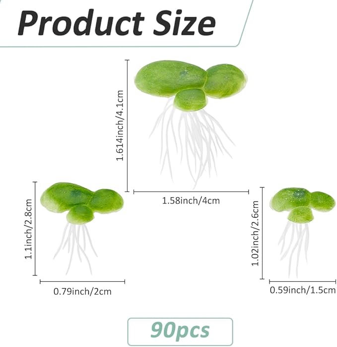 SUPERFINDINGS 90PCS 3 Sizes Artificial Floating Duckweed Plastic Aquarium Floating Plant Artificial Floatings Plants Fish Tank Plant Simulation Floatings Plants for Fish Tank Aquariums