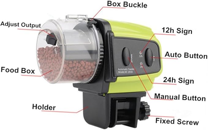 TOYANDONA Automatic Fish Feeder Timer for Aquarium Easy Operation Programmable Hours Suitable for Various Fish Food No Batteries Included for Vacation and Daily Feeding