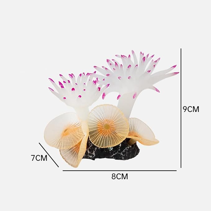 Generic Aquarium Artificial Coral Decoration 8.9cm Tall White Fuchsia, Silver