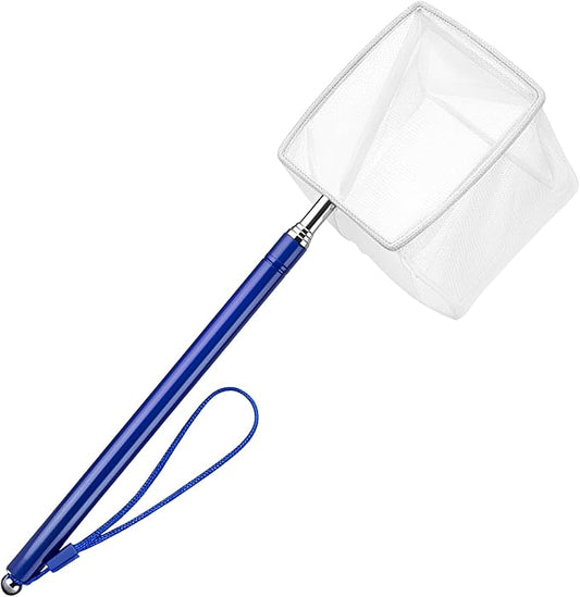 3 Inch Fine Mesh Shrimp Net, Tiny Fish Net for Shrimp Baby, Long Handle Small Fishes Tank Tool for Bettas, Extendable Stainless Steel Handle, Small Tank & Pond Cleaning Nets
