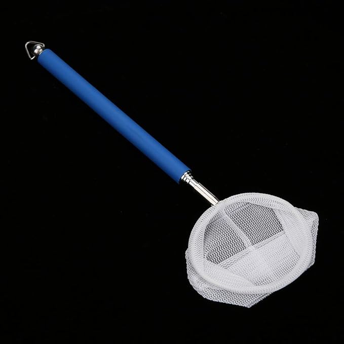 Fishing Net Expandable Fishing Net Mini Fishing Net Adjustable Fish Net Aquarium Accessories Shrimp for Small Fish Insect(Blue, Round net)