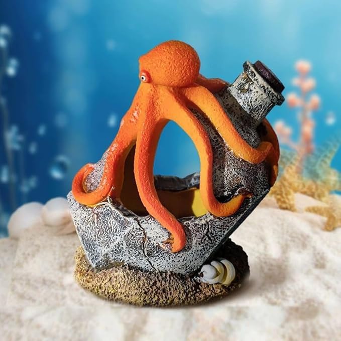 Generic Aquarium Landscaping Octopus Decoration, Fish Tank Decor Ornament, Realistic Octopus Resin Crafted for Shrimp Crab to Rest/Breed/Hiding Caves Hideout (Grey), Gray