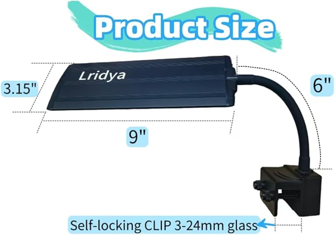 10W Clip-On Aquarium Light - White/Blue/Red,5 Brightness Levels,Timer (3/6/12H)
