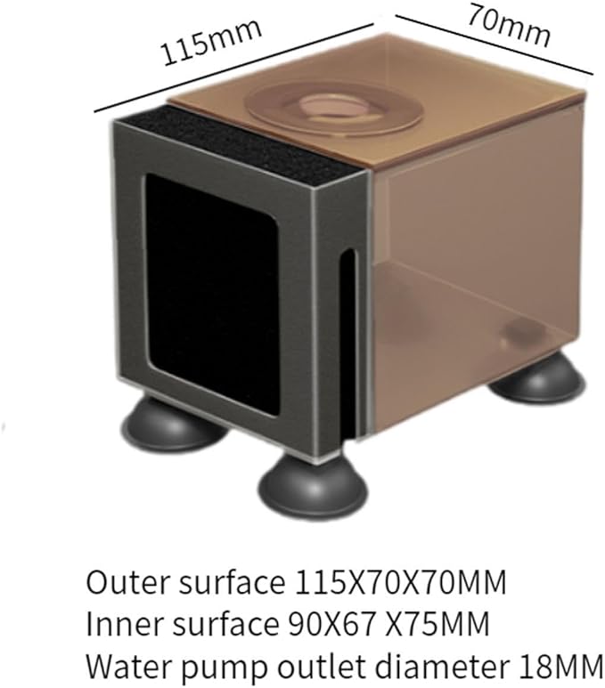 Aquarium Filter Box Protector Household Pump Case Universal Fountain Water Pump Case Sand Prevention Accessory Skimmer Box, Small Brown