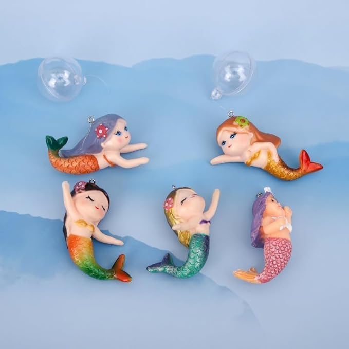 Floating Mermaid Aquarium Decoration, Fish Tank Ornament, Miniature Cartoon Figure, Aquarium Décor Thematic Ornaments (Blue)