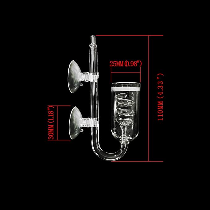 CO2 Diffuser Aquarium Glass Spiral CO2 Atomizer Diffuser Bubble Counter Check with Suction Cup for Aquarium Planted Fish Tank Supply Accessories
