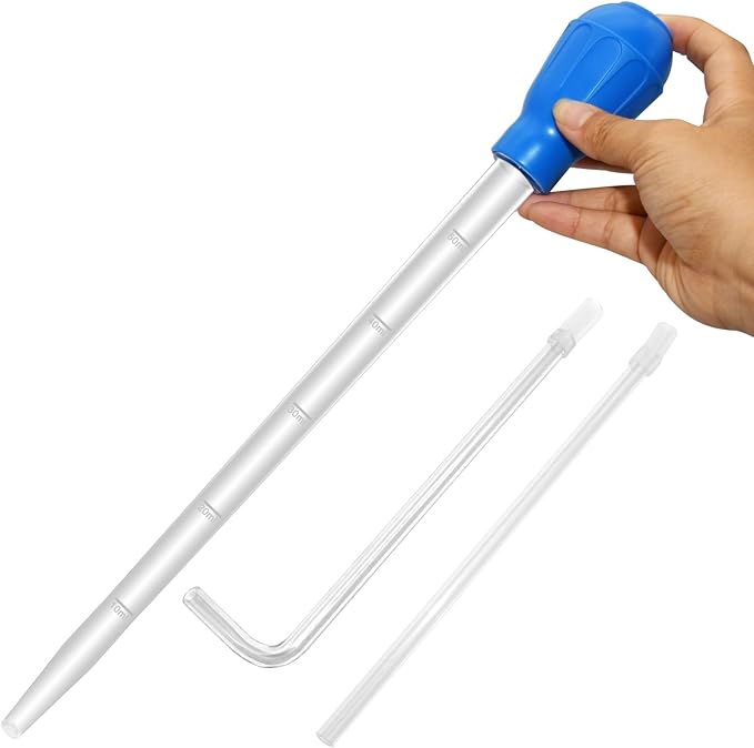 Extra Long Turkey Baster for Aquarium, 27.7 Inch Aquarium Coral Feeder, 50ml Aquarium Water Changer Siphon with 2 Pieces Extension Tubes for Fish Tank Cleaning