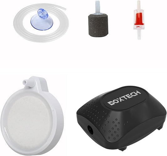 Aquarium Bundle - Aquarium Air Pump Kit and Nano Air Stone Disk, Airline Tubing Check Valve Suction Cup