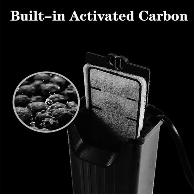 Aquarium Filter Fish Tank Filter for Turtle Tanks, Reptiles, Amphibians, Frog, Cichlids, Newt or Fish Tank Waterfall Flow Water Clean Pump (Black Filter)