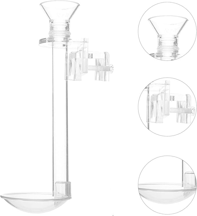 INOOMP Wall-Mounted Fish Feeder with Transparent Sinking Tube and Feeding Ring Easy Setup Aquarium Shrimp Feeder for Fish Tank 5.90 Inch