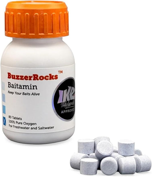 Baitamin Bait Fish Survival Tablets – Oxygen-Boosting Formula for Improved Water Quality & Fish Vitality – Freshwater & Saltwater Compatible – 80 Easy-Dose Tablets