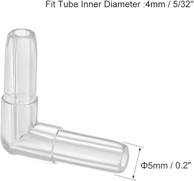 uxcell Aquarium Air Valve Connector Plastic Inline Tubing L-Shaped Non-Return Valves for 4mm Fish Tank Pond Air Line 10pcs