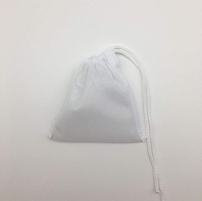 Fish Tank Small Sized Filter Bags, 6 Pack High Flow Bags 3 by 4 inches Aquarium Filter Media Mesh Bags with Nylon Drawstrings,White