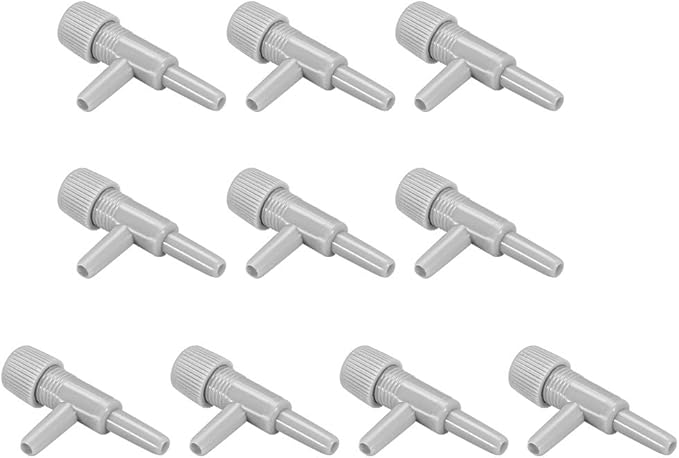 uxcell Aquarium Air Valve Cross Shaped 2 Way Air Pump Control Valves for Fish Tank Plastic Gray 10Pcs