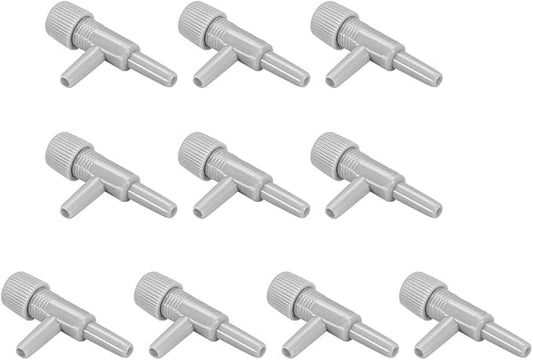 uxcell Aquarium Air Valve Cross Shaped 2 Way Air Pump Control Valves for Fish Tank Plastic Gray 10Pcs