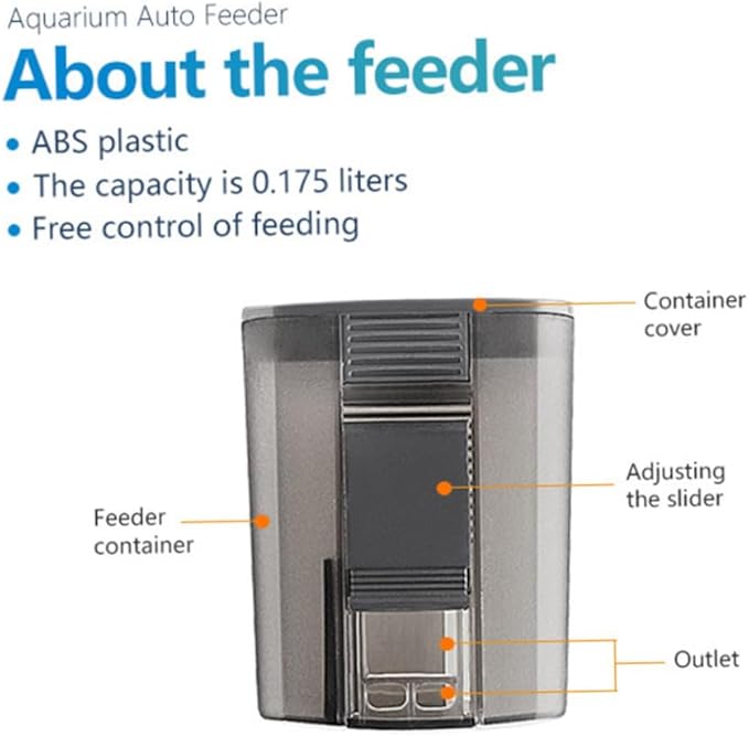 BESPORTBLE Automatic Fish Feeder Timer for Aquarium and Pond, Abs Mini Smart Feeding Device with Adjustable Schedule, Black Fish Tank Accessory Suitable for Vacation and Daily Use