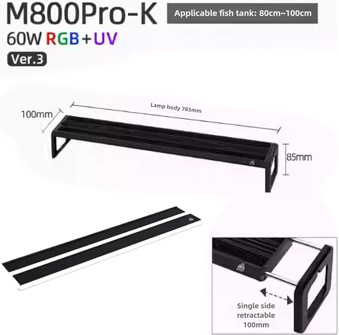 Week Aqua M Series Full Spectrum Planted Aquarium Fish Tank Led Light(M800Pro-K + Shades)