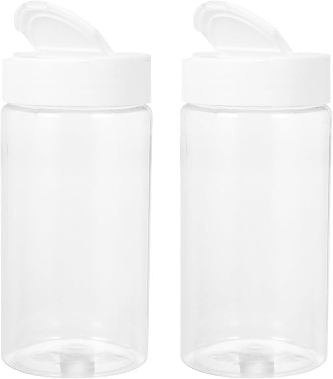 Mipcase Fish Food Containers 2pcs Dispenser Container Small Animals Feeding Bottles White Terrarium Plastic Round Fish Tank Aquarium Feeding Bottles