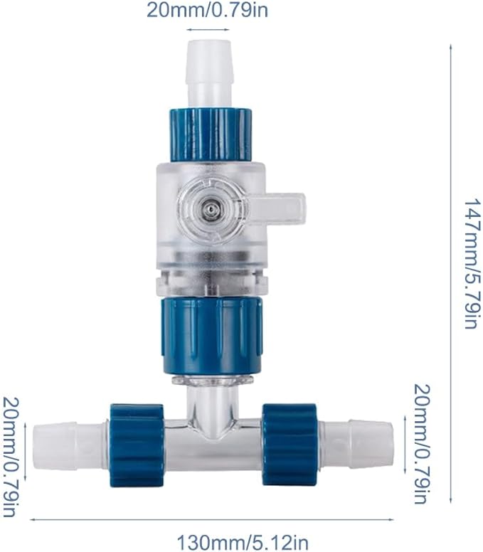 MiOYOOW Aquarium Hose Valve, 3-Way Aquarium Filter Connector Fish Tank Hose Adapter with Quick Release for 12MM/16MM/20MM Water Pipe