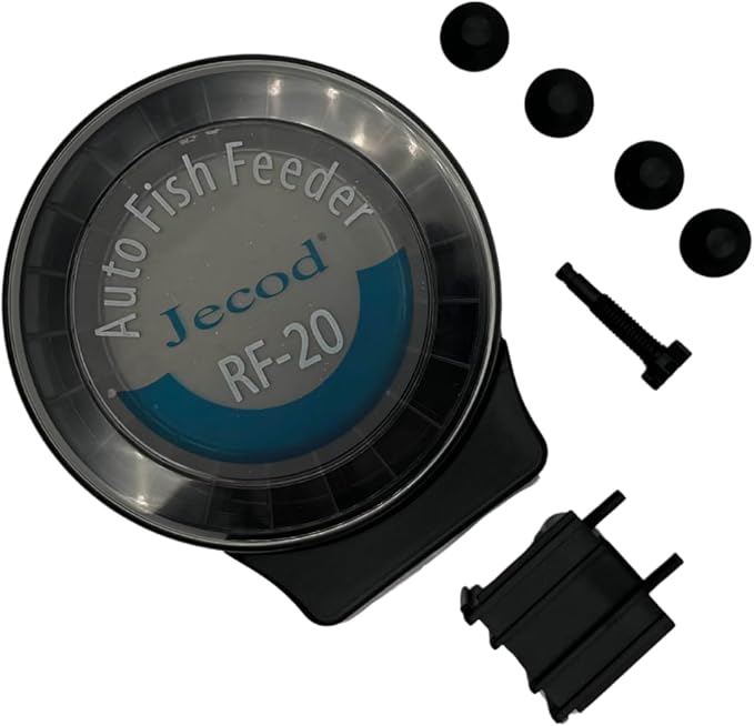 RF-20 Automatic Fish Feeder – Programmable Digital Aquarium Auto Feeder with LCD Display, Battery Operated, 20 x 7ml Slots – Vacation Fish Food Dispenser for Tanks & Aquariums