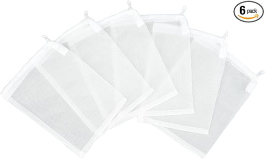AQUANEAT Aquarium Filter Media Bags 6pcs Fish Tank Extra Fine 100 Micron Mesh Bags with Plastic Zipper for Activated Carbon (5.5” x 8”)