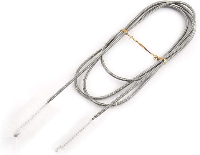 Tnfeeon Pipe Cleaning Brush, Flexible Double Headed Nylon Wire Stainless Steel Spring Brush Fish Filter Cleaning Tool(Transparent)