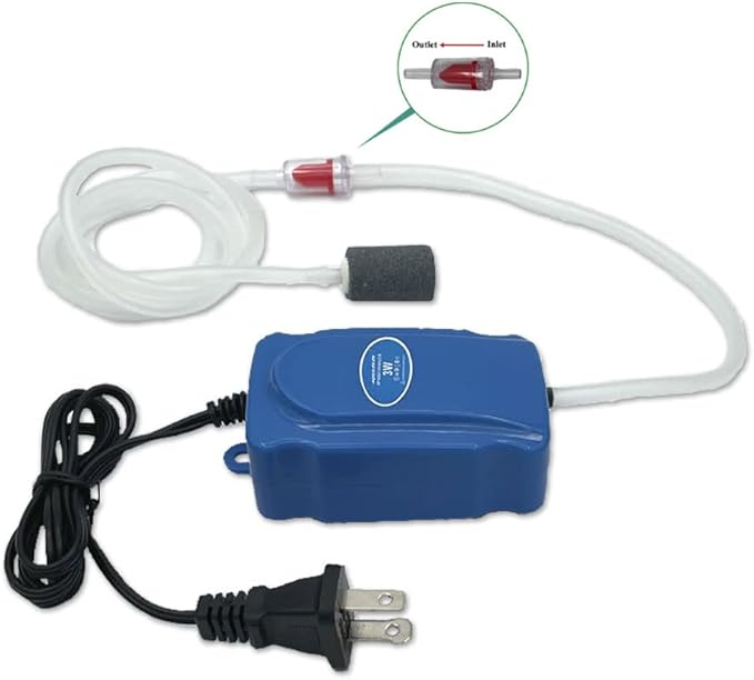 Aquarium Air Pump Kit for 3-20 Gallon Fish Tank, 3W 48GPH Oxygen Aerator for Sponge Filter with Air Stone, Airline Tubing, Check Valve, Hydroponic Air Bubbler Pump