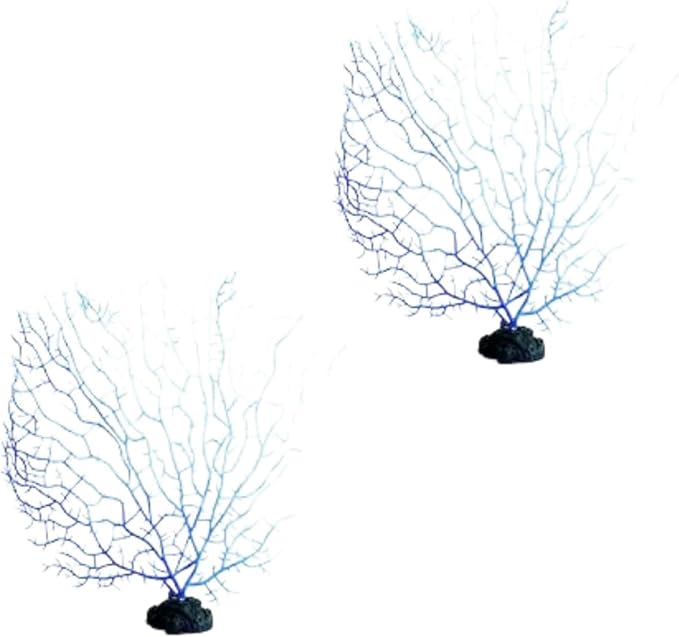2 Pcs Blue Artificial Coral Branch Faux Aquariums Ornament Fish Tanks Landscape Sea Fan Decorations Artificial Coral Branch Aquarium Décor