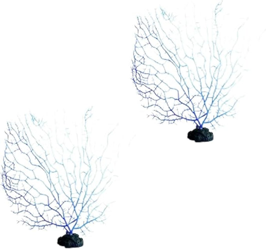 2 Pcs Blue Artificial Coral Branch Faux Aquariums Ornament Fish Tanks Landscape Sea Fan Decorations Artificial Coral Branch Aquarium Décor