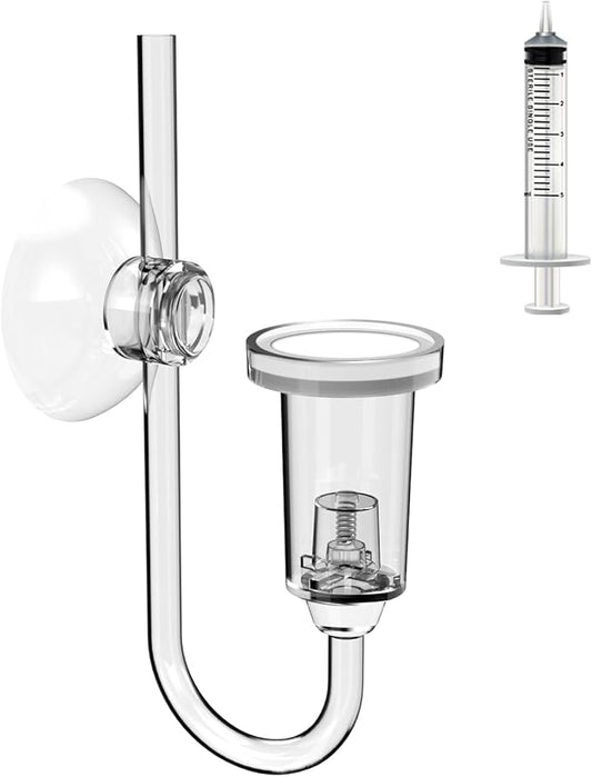 FZONE Acrylic Aquarium CO₂ Diffuser with Built-in Check Valve & Bubble Counter, Syringe & Suction Cup – Fine Bubble CO₂ Delivery for Planted Tanks (S-19mm)