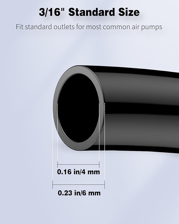 Pawfly 26 Feet Aquarium Air Tubing Standard 3/16" Airline Tubing for Fish Tank Air Pump Accessories PVC Hose for Aquarium Garden Terrarium Pond, Black