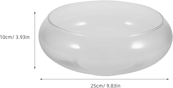 Large Glass Fish Bowl 9.84 Inch Transparent Desktop Aquarium for Goldfish, Hydroponic Plant Pot, Shallow Fish Tank for Home Decor