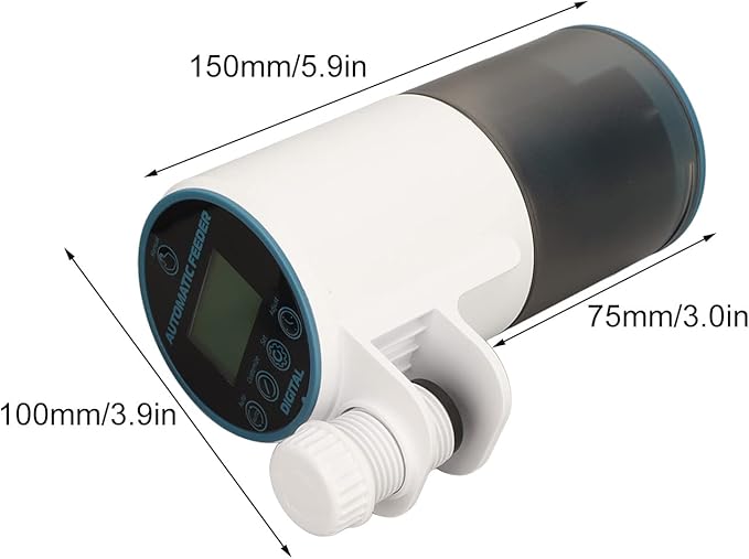 Pyhodi Automatic Fish Feeder, 200ml Aquarium Food Dispenser Waterproof Large Screen Display for Aquarium