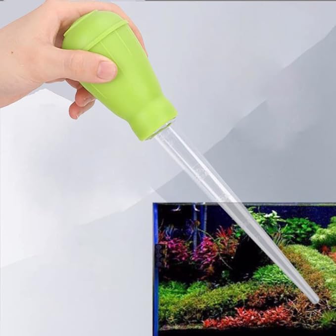Fish Pipette Dropper Mini Manual Water Changer Aquarium Gravel Cleaner Waste Remover Changer Aquarium Dropper Pipette Feeder Water Transfer(Green)