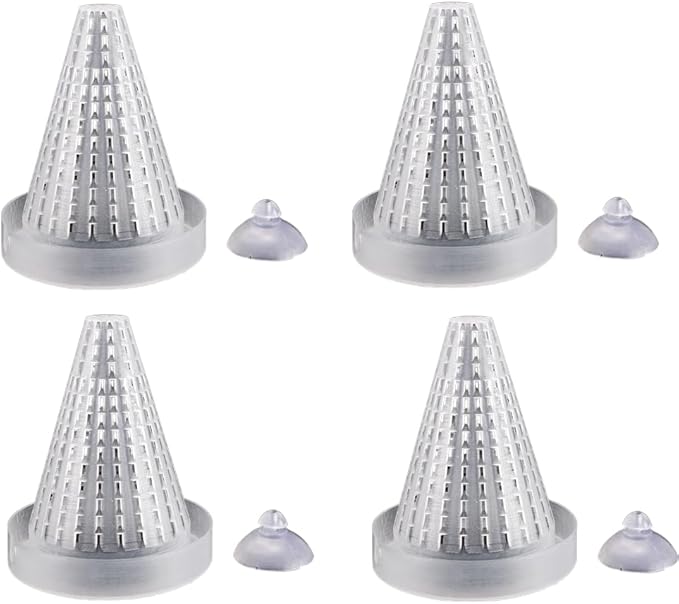 Leadigol 4PCS Aquarium Fish Food Basket Cone Feeder,Feeding Cone Cup Plant Cup Plastic Fish Feeder with Sucker for Aquarium