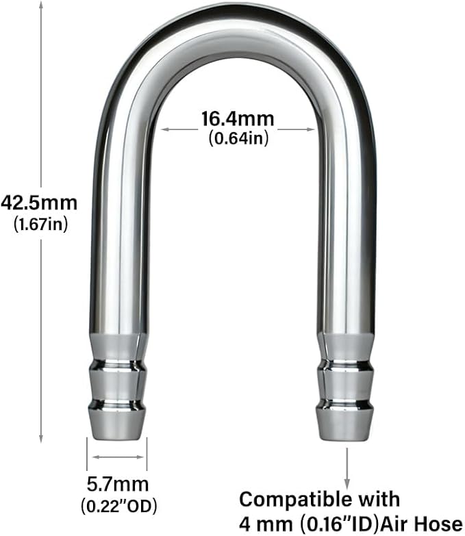 LINLAN 2-Piece Aquarium 304 Stainless Steel U-Tube Connector，Anti-Kink Design, Compatible with 4mm (0.16") ID Air Hose, Air Pump and CO2 Diffuser Accessory for Rimless Aquariums