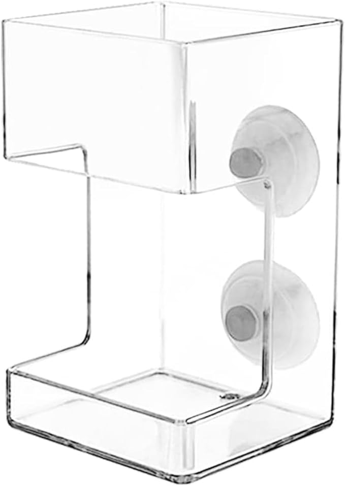 No Mess Aquarium Feeder, Acrylic Clear Fish Tank Feeder with Suction Cup, Preventing Food Scattering Feeding Tray Hollow Floating Sinking Shrimp Food Holders (Square,1)
