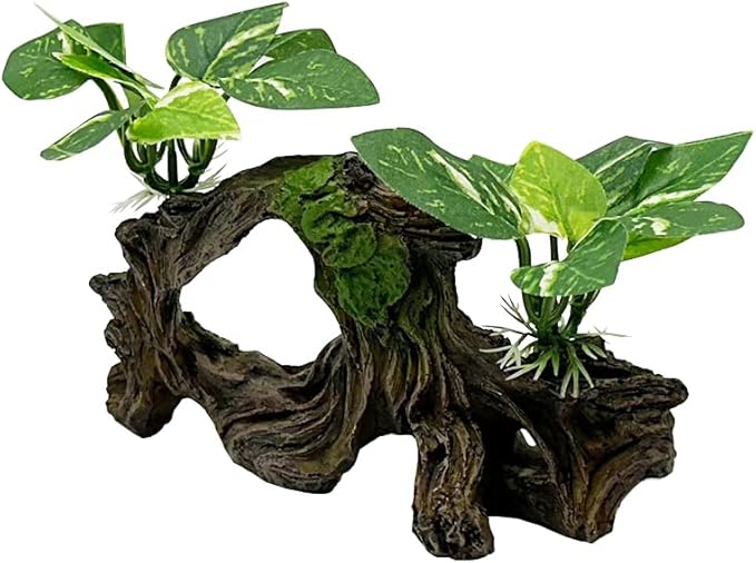Fish Tank Decorations Aquarium Decor Ornaments Betta Silk Leaf pad Hammock Artifical Driftwood Cave Goldfish Bowl Accessories (Type-H)