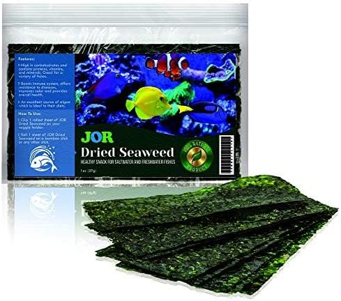 JOR 20 Seaweed Sheets for Tangs, Angels, Plecos, Shrimp, Snails, Nutrient- & Vitamin-Rich, Dried Snack for Bottom Feeders, Increased Palatability for Grazing Fish, 1 oz. Pet Feed