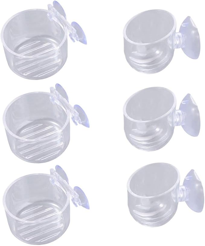 Fish Tank Plant Cup 6PCS Aquarium Growing Cups Acrylic Waterweed Cup Aquarium Decoration Plant Cup Pot with Suction Holder Mini Gardening Vase Feeder